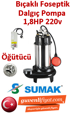 SUMAK SBRM 18/2-P 1.8Hp 220v Bıçaklı Foseptik Dalgıç Pompa (parçalayıcılı)