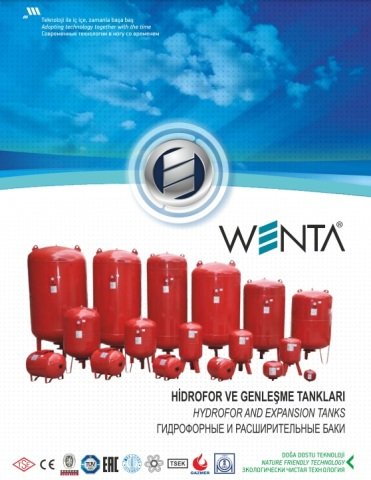Wenta WE-4000  4000 Litre  10 Bar  Dikey Ayaklı  Tip Hidrofor ve Genleşme Tankı-Manometreli