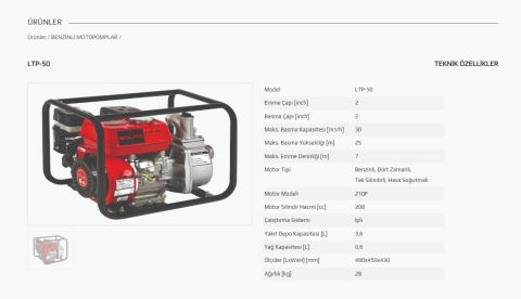 SOLAX LTP-50   2'' DÖRT ZAMANLI BENZİNLİ MOTOPOMP