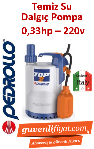 PEDROLLO TOP 1 220V  0.33HP 220v Plastik Gövdeli Dalgıç Pompa