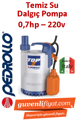 PEDROLLO TOP 3 220V  0.7HP 220v Plastik Gövdeli Dalgıç Pompa