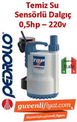 PEDROLLO TOP 2 GM 220V 0.5HP Gizli Flatörlü Plastik Gövdeli Drenaj Dalgıç Pompa