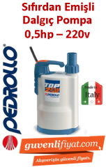 PEDROLLO TOP-FLOOR 2 220V 0.5HP Sıfırdan Emişli Drenaj Dalgıç Pompa