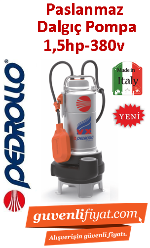 PEDROLLO VX 15/50-N 380V 1.5HP Paslanmaz Gövdeli Foseptik Dalgıç Pompa