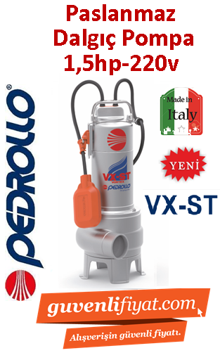 PEDROLLO VXm 15/50-ST 220V 1.5HP Paslanmaz Gövdeli Foseptik Dalgıç Pompa