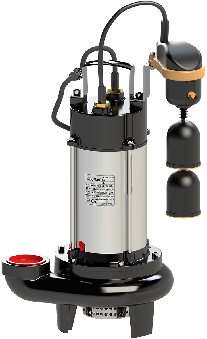 SUMAK SDF 18/2Y-A 1.8 HP 220V ASANSÖR FLATÖRLÜ DRENAJ DALGIÇ POMPA