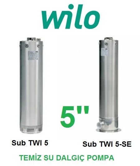 WİLO Sub TWI5 304 M  0.55kW 220V  5'' PASLANMAZ ÇELİK DALGIÇ MOTORLU ÇOK KADEMELİ KESON KUYU TEMİZ SU DALGIÇ POMPA