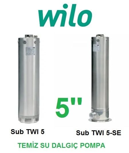 WİLO Sub TWI5-SE 903 M 1.1kW 220V 5'' PASLANMAZ ÇELİK DALGIÇ MOTORLU ÇOK KADEMELİ KESON KUYU TEMİZ SU DALGIÇ POMPA
