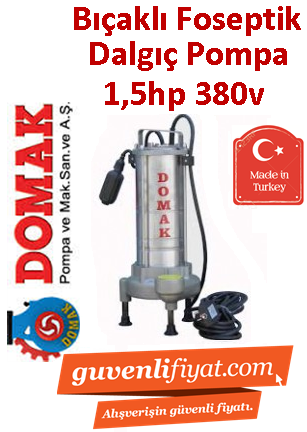 DOMAK AST26 B4 1.5HP 380v Bıçaklı Foseptik Dalgıç Pompası (panolu)