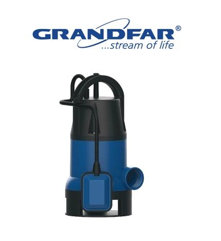 Grandfar GP750F  1Hp 220V  Plastik Gövdeli Az Kirli Su Drenaj Dalgıç Pompa