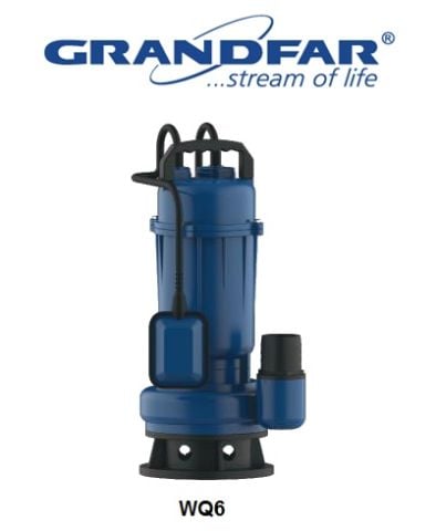 Grandfar WQD 6-16-0.75F  1Hp 220V  Yüksek Tonajlı Döküm Gövdeli  Atık Su Foseptik Drenaj Dalgıç Pompa