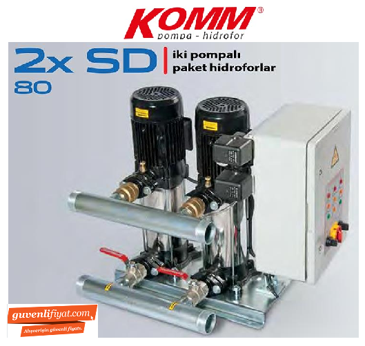 STAR 2 SD 80/5 T 2x1 HP 380V İKİ POMPALI PAKET HİDROFOR