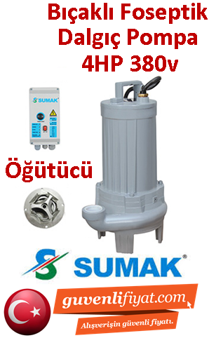 SUMAK SBRT 40/2 P 4Hp 380v Bıçaklı Foseptik Dalgıç Pompa (parçalayıcılı)