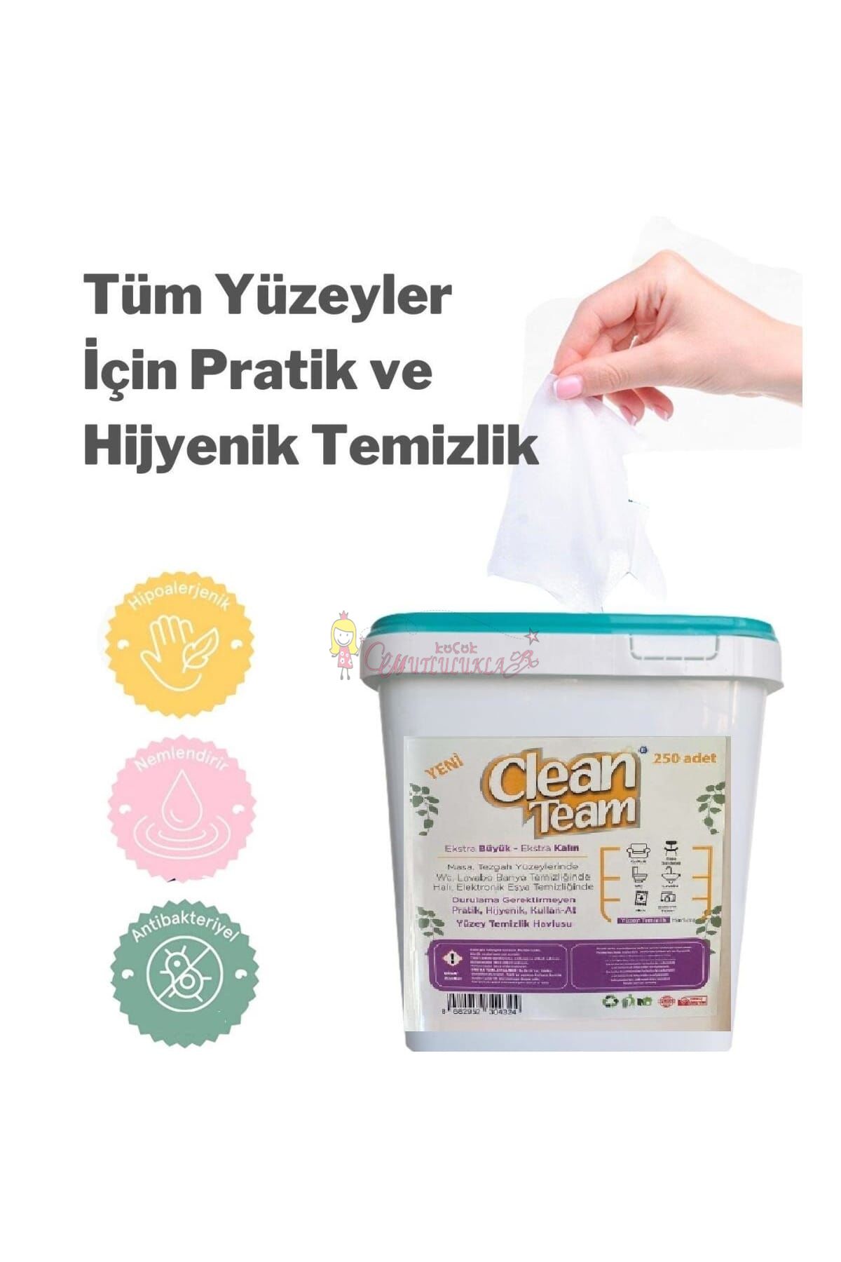 Beyaz Sabun Kokulu Islak Kova Mendil Temizlik Havlusu 250 Adet ( Düz Model )