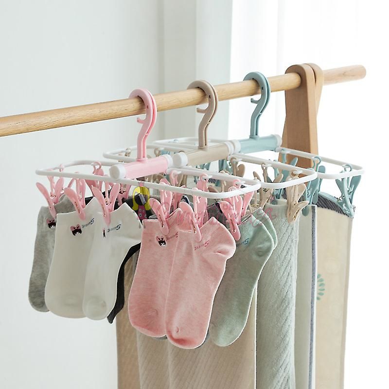 Paket Elbise Kurutma Rafı,12 Klips Çamaşır Kurutma Rafı Katlanır Çorap ve İç Çamaşırı Askısı