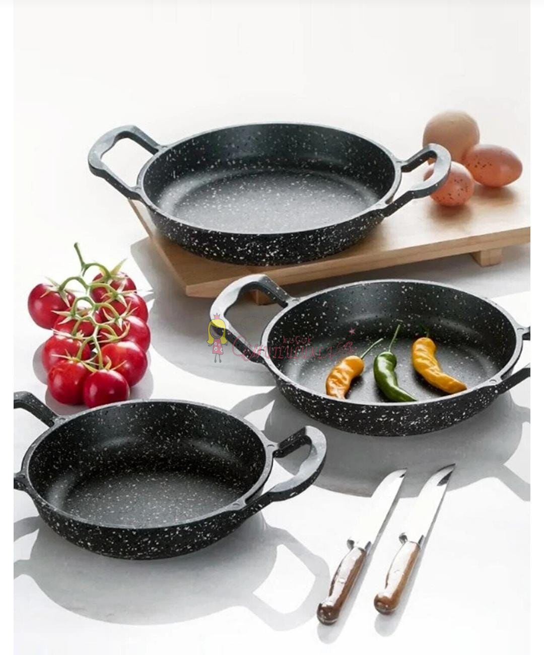 Döküm Sahan Seti 3'Lü 18-20-22 Cm Sahan