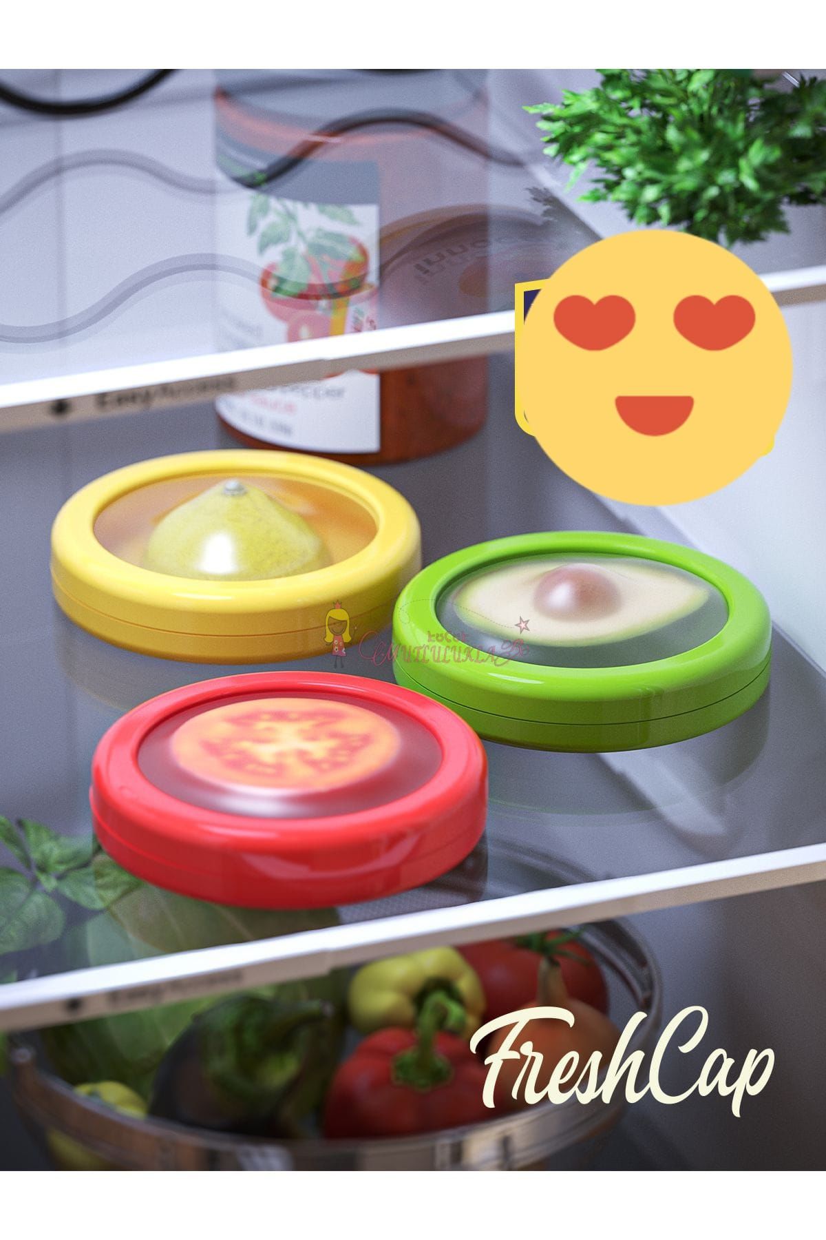FreshCap Meyve Sebze Soğan Limon ve Domates Saklama Kabı Esnek ve Yeniden Kullanılabilir ( 3 Adet )