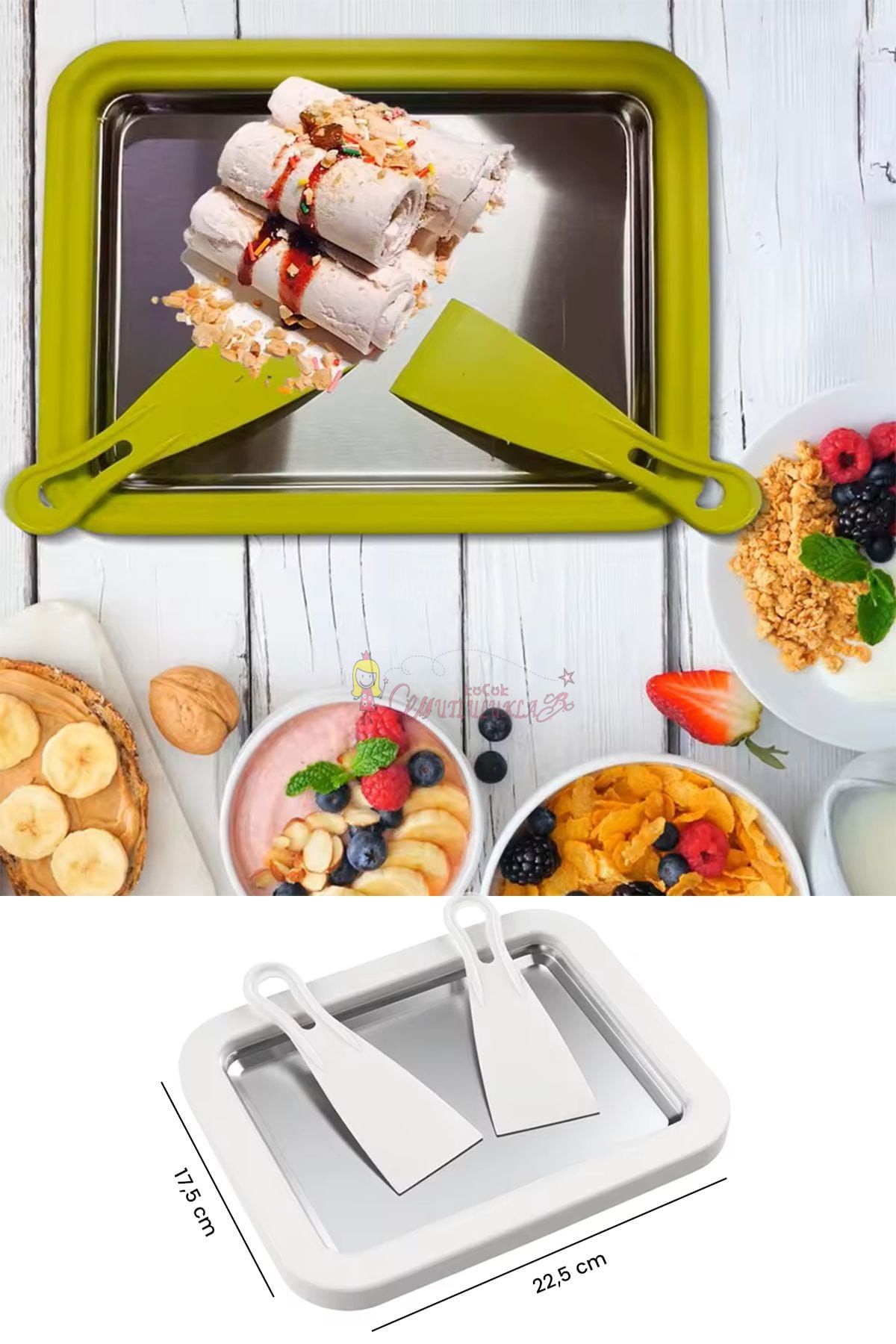 Ev Tipi Spatulalı Kore Tarzı Rulo Dondurma Tavası Yoğurt Dondurma Bowl Tabağı Dondurma Yapma Aparat