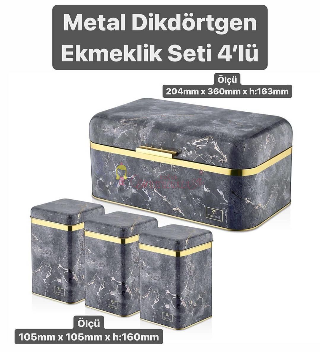 METAL DİKDÖRTGEN EKMEKLİK SET 4LÜ