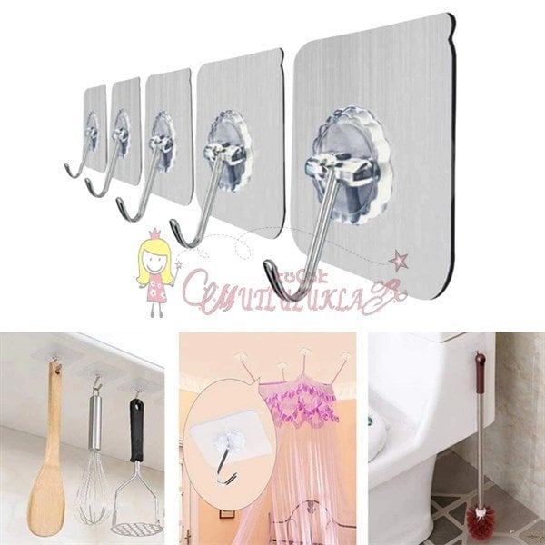Yapışkanlı Suya Dayanıklı Şeffaf Askı 5li Set
