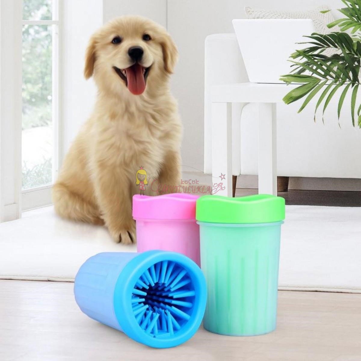 Silikon Jel Fırçalı Kedi Köpek Pati Ayak Yıkama Temizleme Kovası (Küçük)
