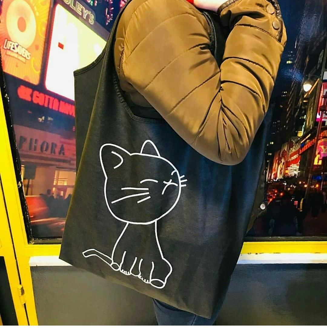 KEDİ DESEN BEZ ÇANTA