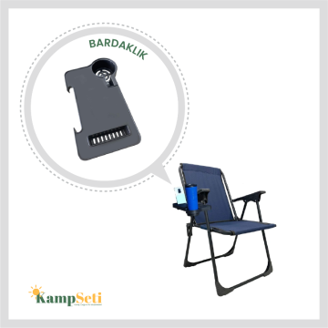 Kampseti Katlanır Kamp Sandalyesi - Mavi Piknik Sandalyesi Bardaklıklı-M1