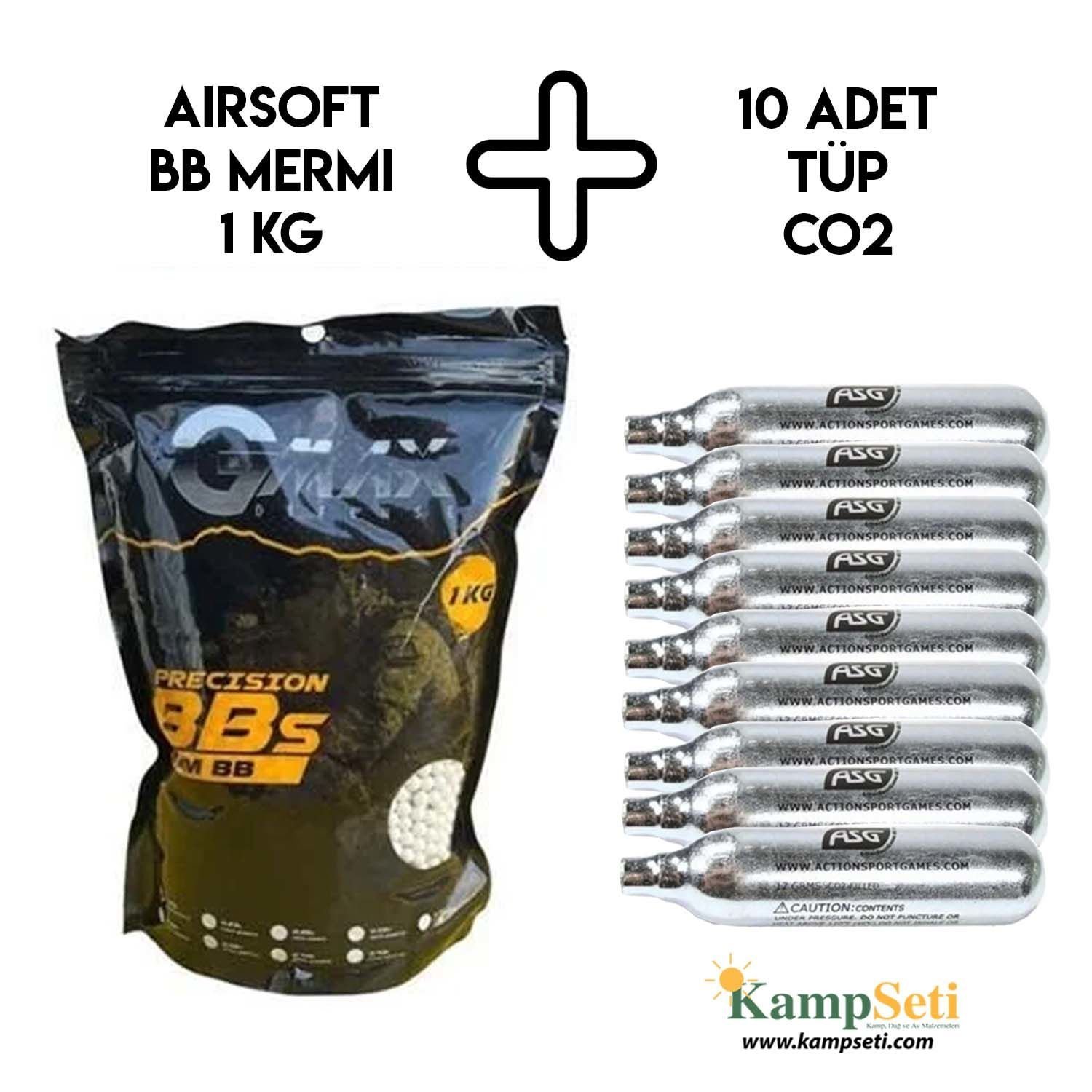 Airsoft BB Mermi 0.20 Gr + 10 Adet Havalı Tabanca Tüpü
