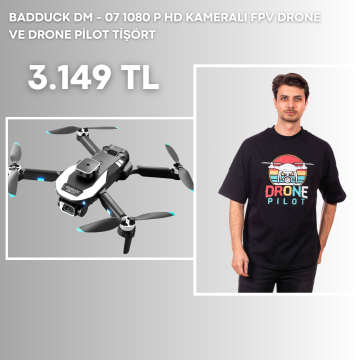 BADDUCK DM - 07 1080 P HD Kameralı FPV Drone + Drone Pilot Tişört