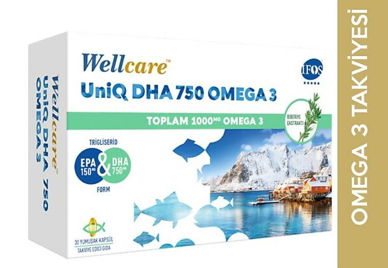 Wellcare UniQ DHA 750 Omega 3 30 Kapsül