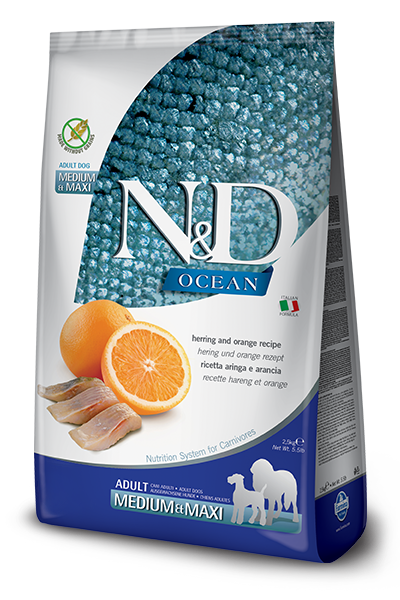 N&D Ocean Balıklı Portakallı Tahılsız Yetişkin Köpek Maması 2.5Kg