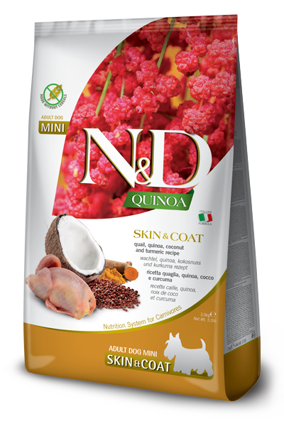 N&D Quinoa Skin&Coat Bıldırcın Etli Kinoalı Hindistan Cevizli Küçük Irk Yetişkin Köpek Maması 2,5kg