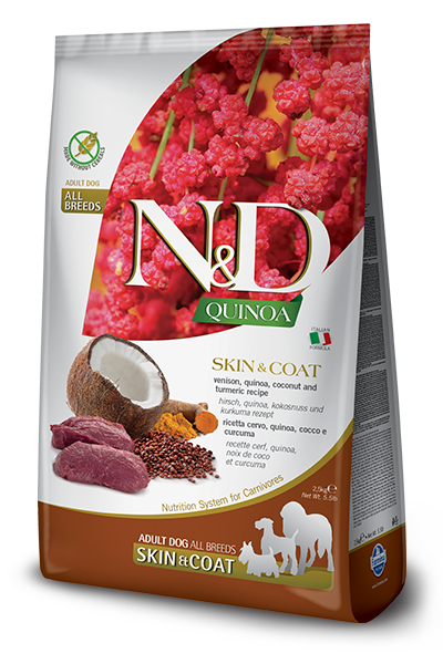 N&D Quinoa Skin&Coat Geyik Etli Kinoalı Hindistan Cevizli Yetişkin Köpek Maması 2,5kg