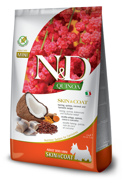 N&D Quinoa Skin&Coat Ringa Balıklı Kinoalı Hindistan Cevizli Küçük Irk Yetişkin Köpek Maması 2,5kg