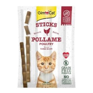 GimCat Sticks Kümes Hayvanlı Kedi Ödül Çubukları 4 Parça