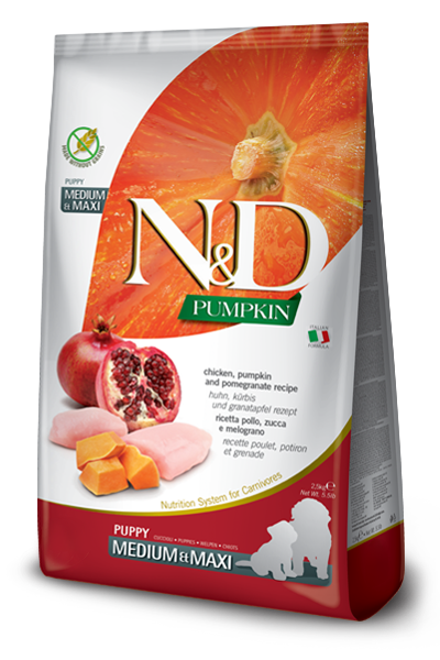 N&D Pumpkin Tahılsız Tavuk & Nar Puppy Medium Maxi Köpek Maması 2,5 Kg