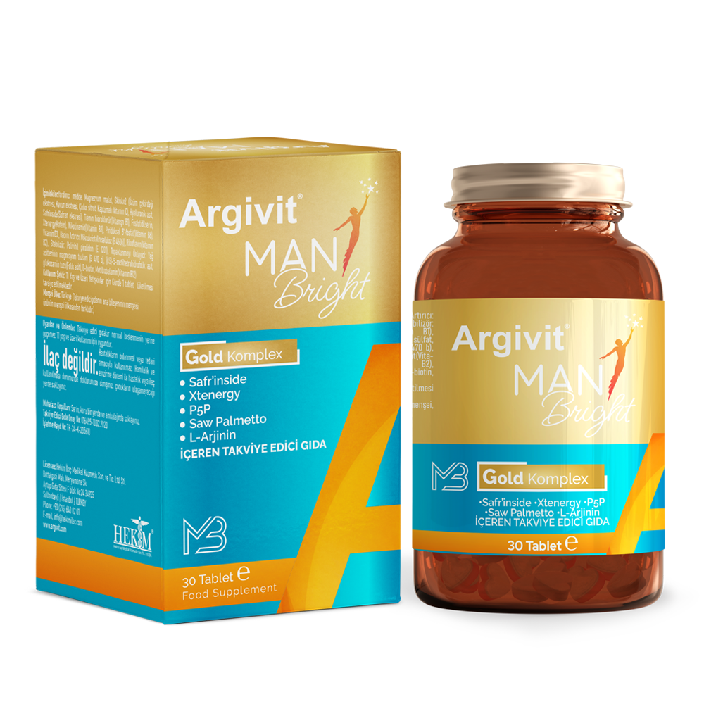 Argivit Man Bright Gold Kompleks Takviye Edici Gıda 30 Tablet