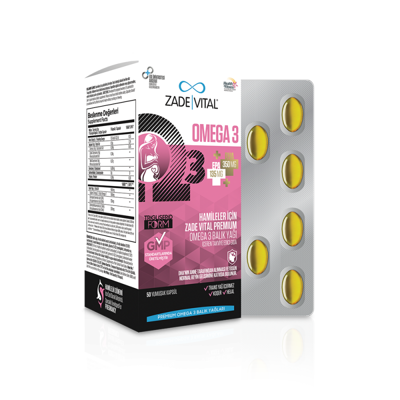 Zade Vital Omega 3 Balık Yağı Hamileler İçin 50 Kapsül