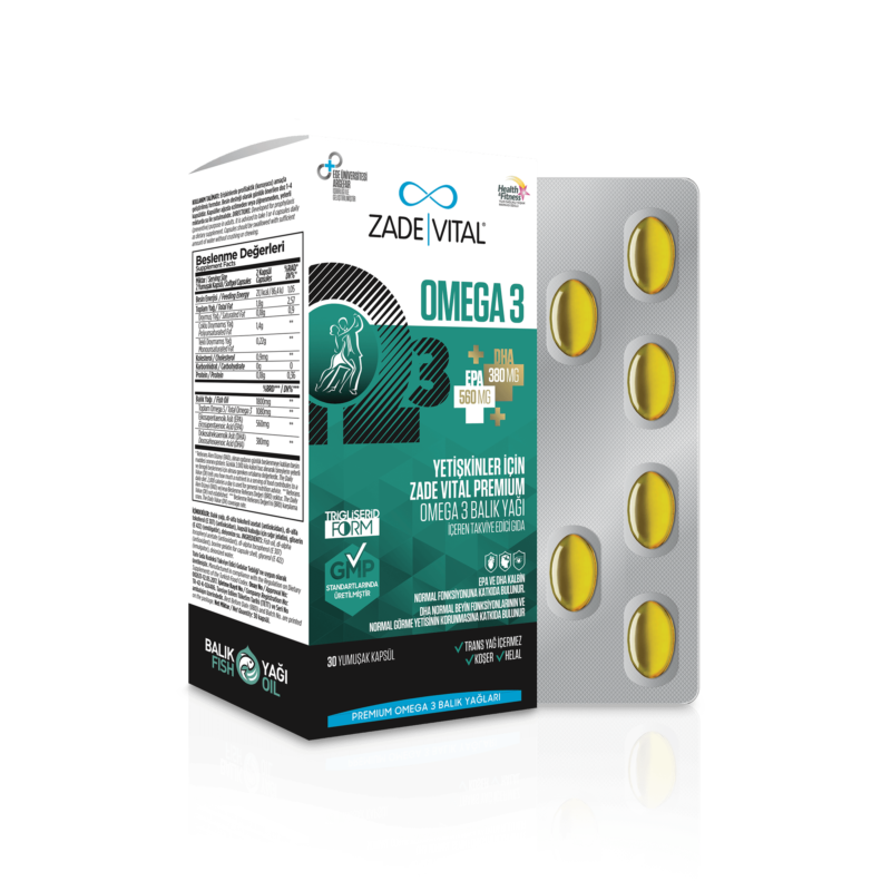 Zade Vital Omega 3 Yetişkinler İçin 30 Yumuşak Kapsül