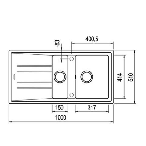 Teka Stone 60 B-TG 1½B 1D Metalik Siyah Granit Evye