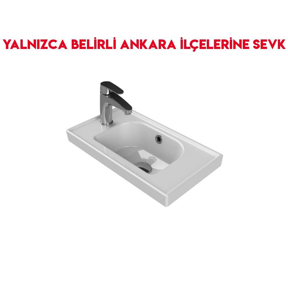 Turkuaz Frame 50x28 cm Soldan Batarya Delikli Etajerli Lavabo