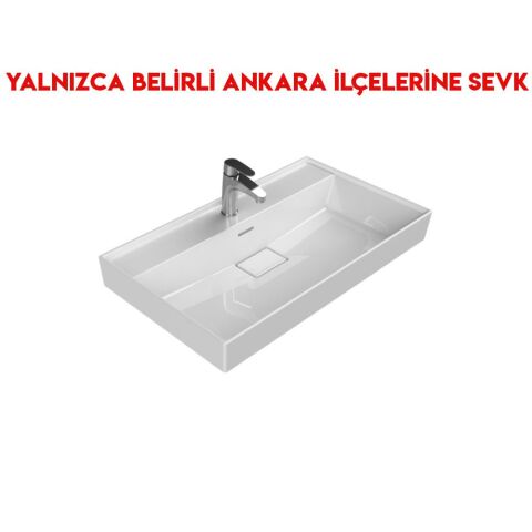 Turkuaz Sharp 80x48 cm Etajerli Lavabo