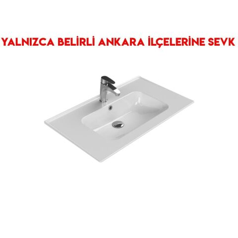 Turkuaz Blue 80x47 cm Etajerli Lavabo