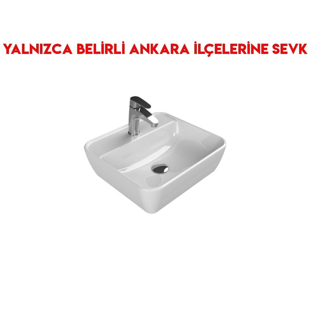 Turkuaz One 46x42 cm Tezgah Üstü Lavabo