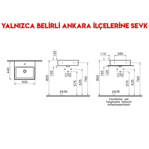 Vitra Nuo 50 cm Çanak Lavabo