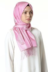 Misiny-%100 Saf İpek Şal-Pembe/Ivory