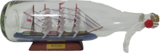 Misiny-Ahşap Altlık Cam Şişe İçerisinde -27 Cm Gemi Maketi 002