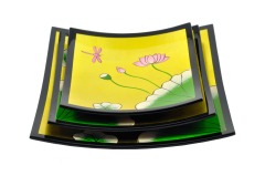 Misiny-Lotus Çiçeği El Boyama Dekoratif Tabak Seti -3'lü