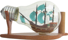 Misiny-Ahşap Altlık Cam Şişe İçerisinde - 6 Cm Gemi Maketi