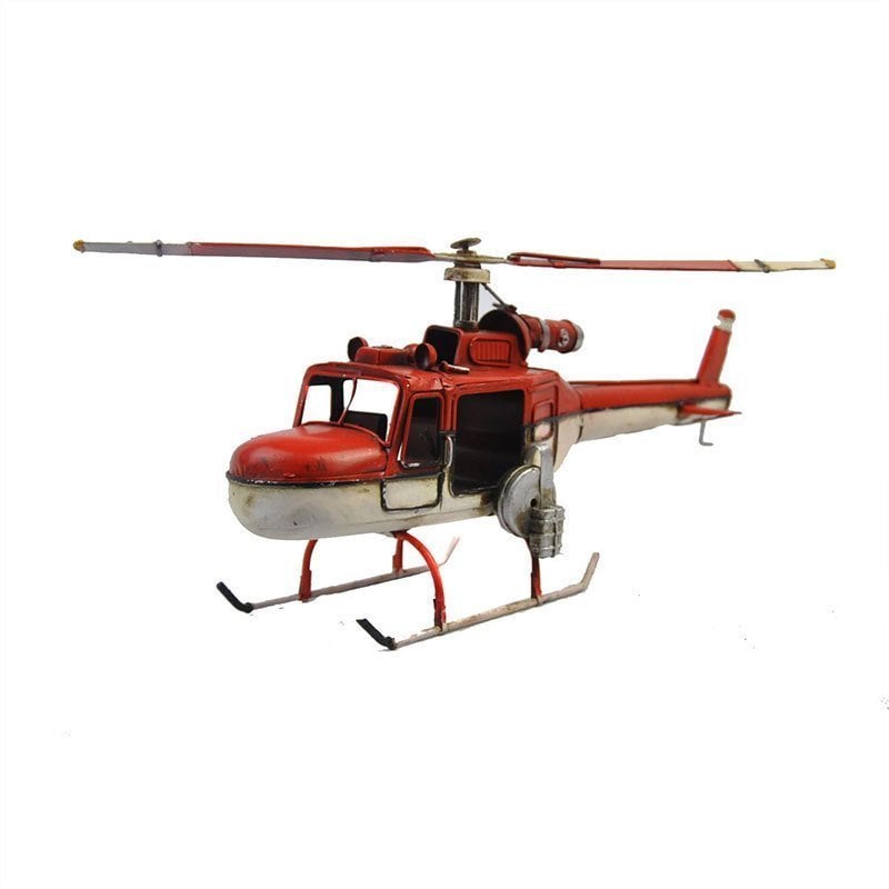 Misiny-Nostaljik Kırmızı Beyaz Metal Helikopter Maketi